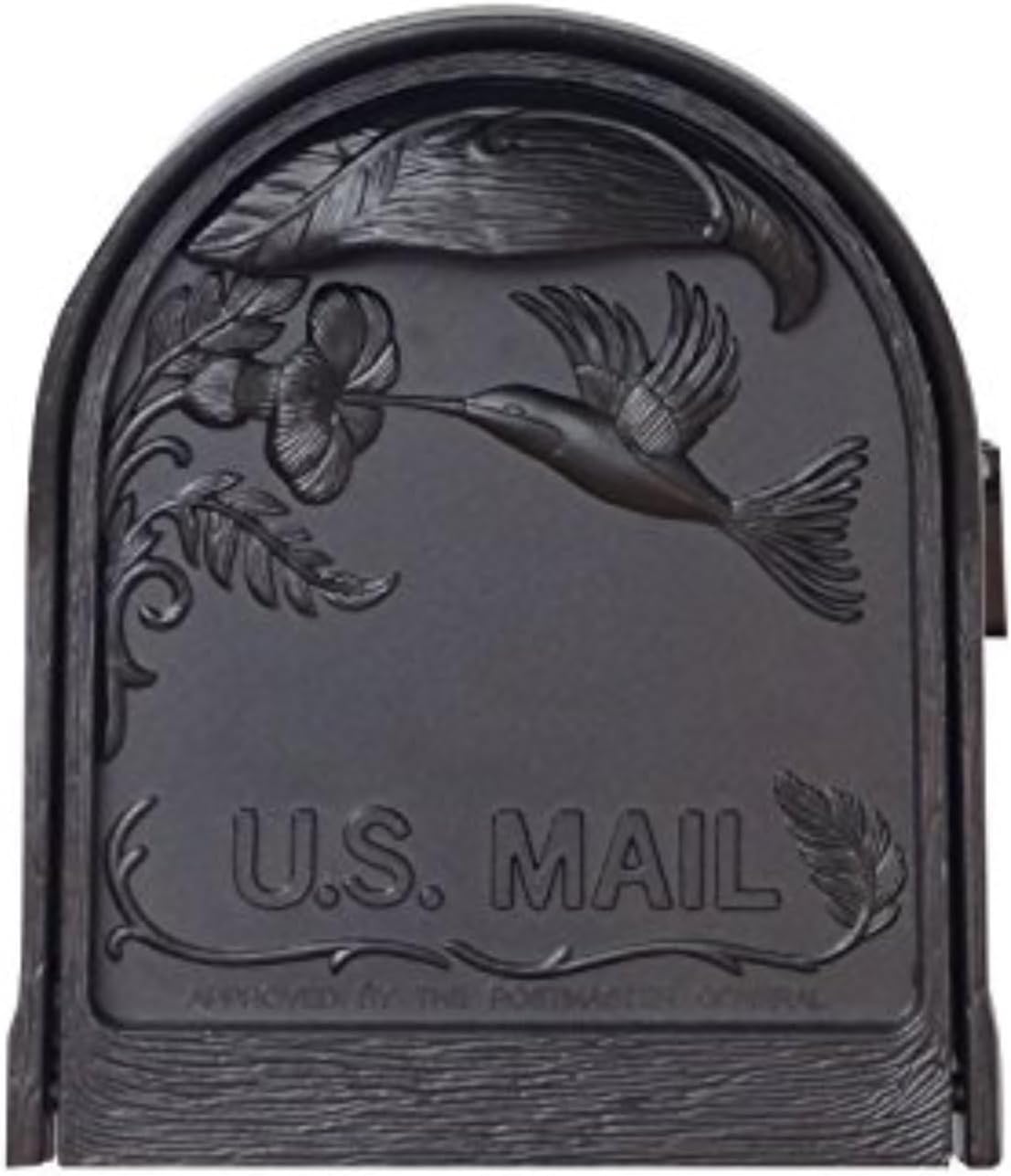 Special Lite Hummingbird Curbside Mailbox with Paper Tube and Ashland Post - Black Aluminum Mailbox with Post - SCB2005-SPK600-BLK