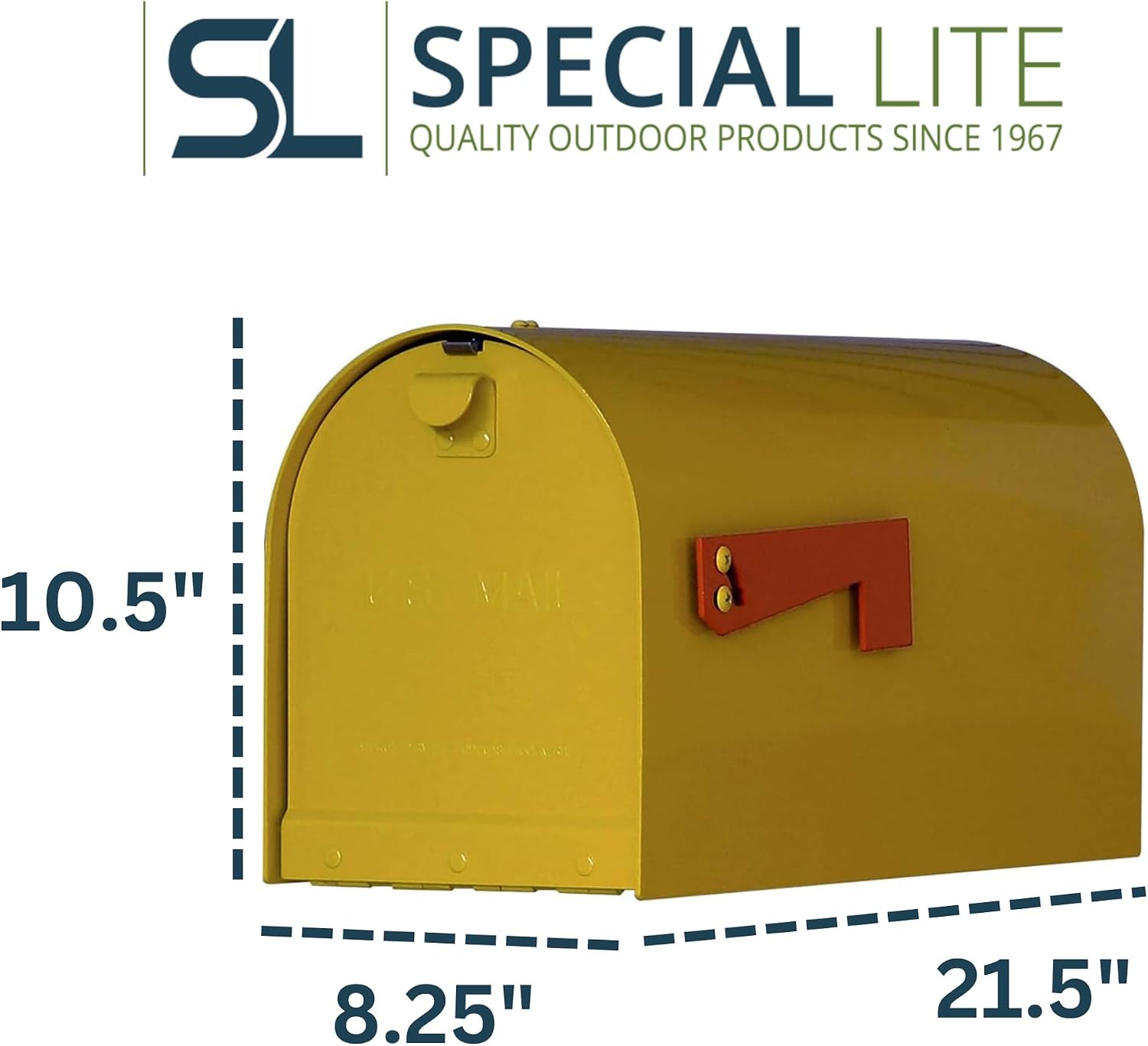 Special Lite Rigby Curbside Mailbox - Yellow Aluminum Mailbox for Post Mount - SCR-1016A-YEL