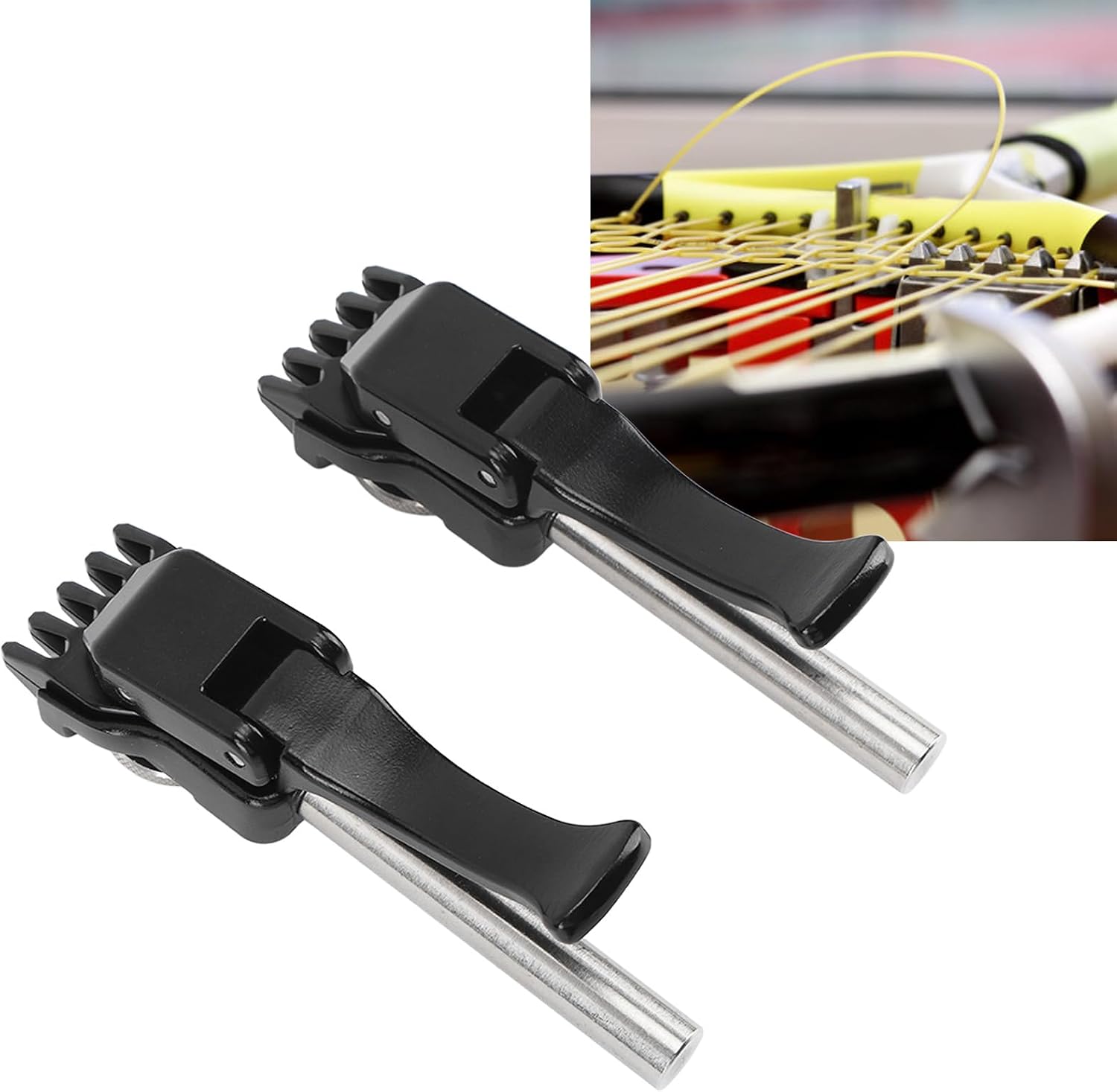 Keenso Black Stringing Clamp Tennis Flying Clamp Starting Tool Accessories - Versatile Design with Adjustable Turntable, High Strength Bearings