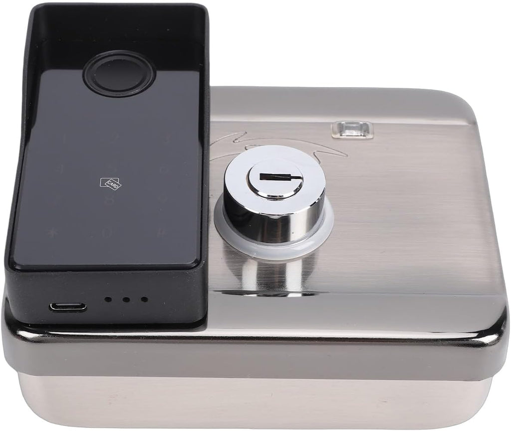 Pssopp Door Locks Lock, 5 Unlock Methods Double Side Fingerprint with Keypad Keys Card for Garden Fence Yard Electronic Smart Gate Smart Door Lock