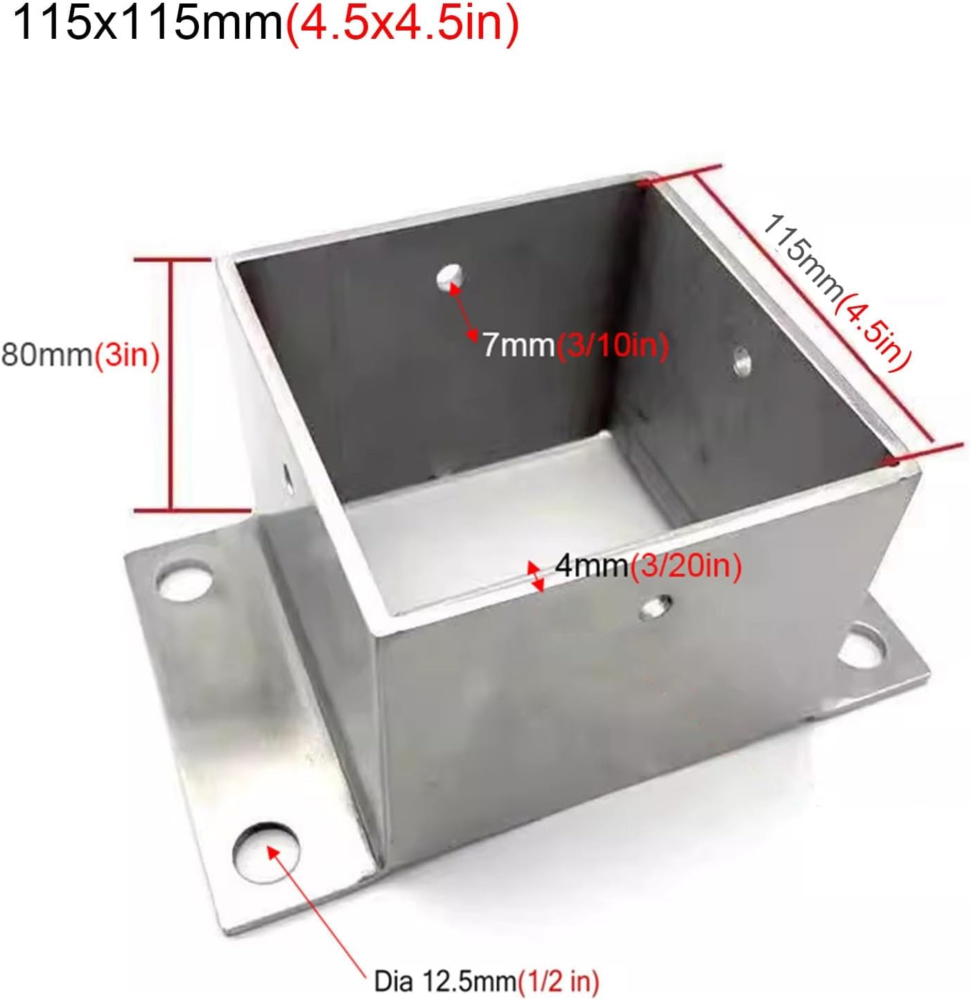Metal Fence Post Bracket - Outdoor Support for Wood Columns and Mailbox Posts(115x115mm)