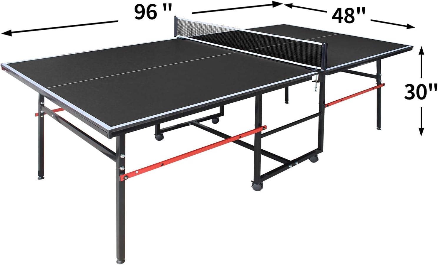 IUNNDS Portable Table Tennis Table 4.5/6/8/9FT Foldable Ping Pong Game Set for Indoor with Net and Post Set, 2 Paddles and 3 Balls (Black-8FT)