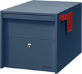 Adoorn Lockable Post Mount Mailboxes for Outside - Small Anti-Theft Locking Mailbox for Packages and Letters - Weatherproof Construction - Durable Steel - 12' H x 12' W x 18.5' D - Navy