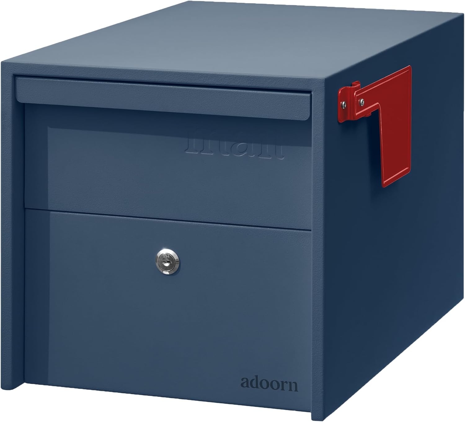 Adoorn Lockable Post Mount Mailboxes for Outside - Small Anti-Theft Locking Mailbox for Packages and Letters - Weatherproof Construction - Durable Steel - 12' H x 12' W x 18.5' D - Navy