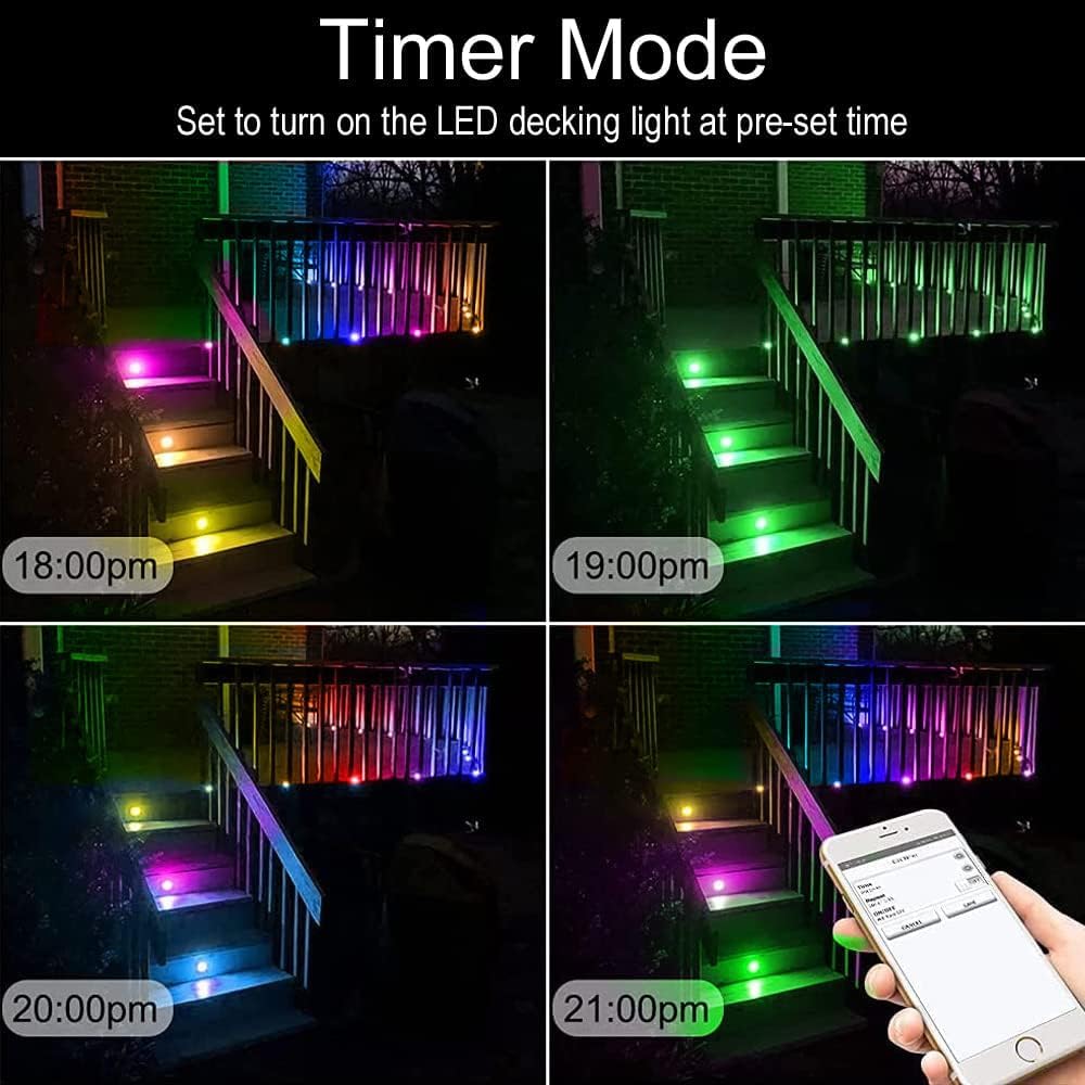 Sumaote LED Deck Lights Kit, 30Pack 1.22' WiFi RGBW+IC Multicolor Dynamic Recessed Low Voltage Deck Lighting, IP67 Waterproof 12V Step Lights Outdoor for Garden Yard Stair
