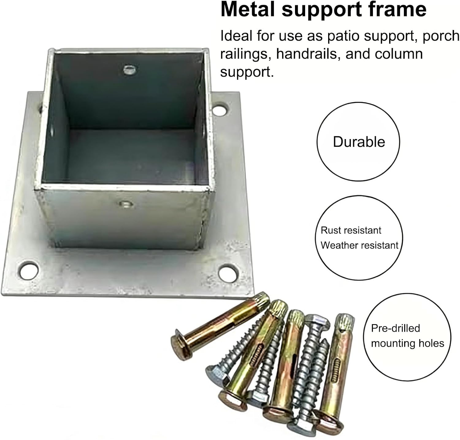 Stainless Steel Post Base, Porch Pole Holder and Fence Gate Support, for Concrete Flooring, Rust-Resistant Mailbox Post Plate(2 Pcs)(1.6×1.6In/40×40Mm)
