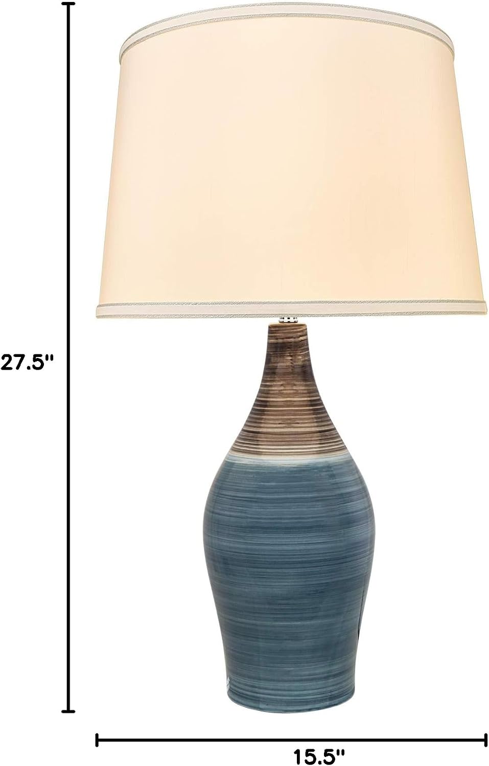 Aspen Creative 40185-11, 27-1/2' High Transitional Ceramic Table Lamp, Brown & Blue and Hardback Empire Shaped Lamp Shade in White, 15-1/2' Wide