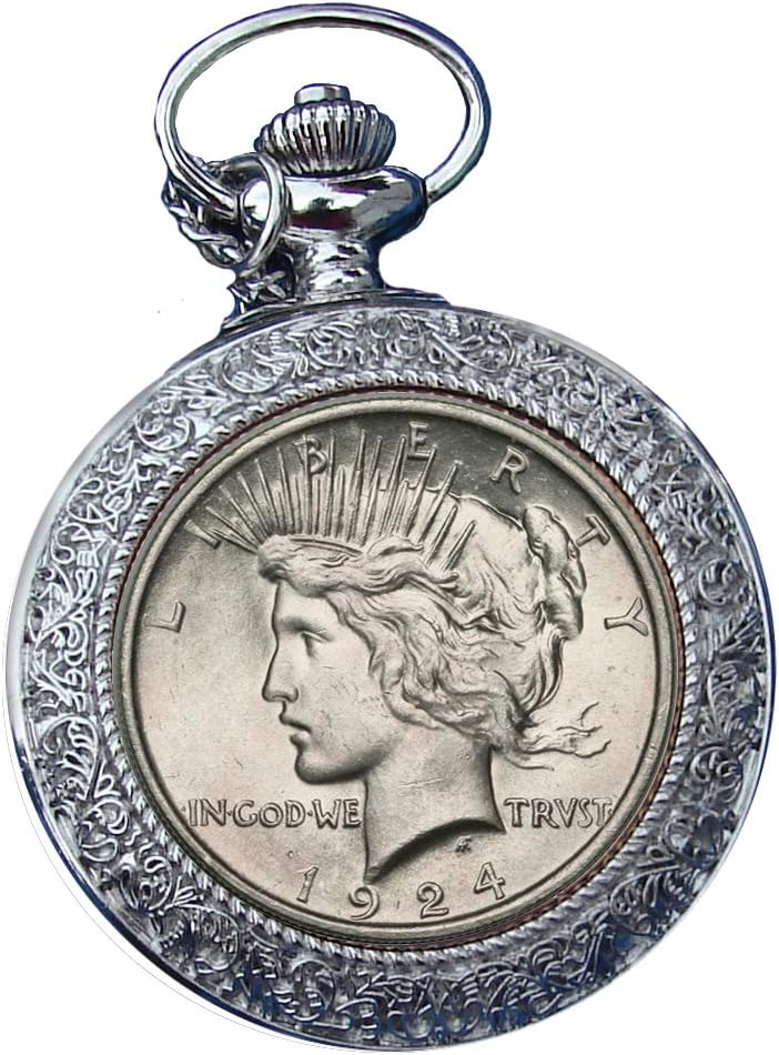U.S. Engraved Peace Dollar Pocket Watch