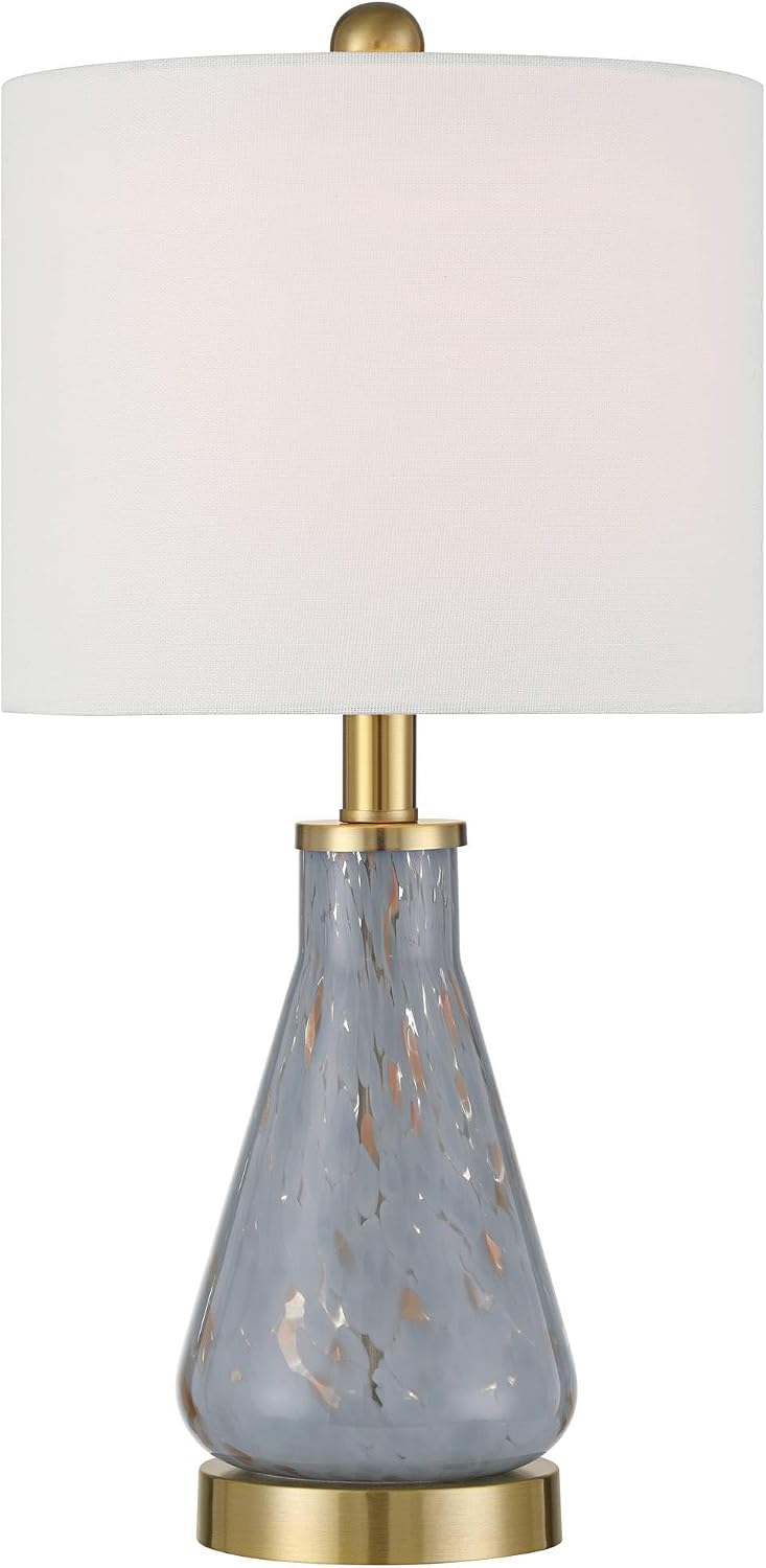 360 Lighting Alexia 20' High Small Modern Accent Table Lamps Set of 2 Gold Blue Finish Glass Fabric White Shade Living Room Bedroom Bedside Nightstand House Office Home Reading Kitchen Entryway