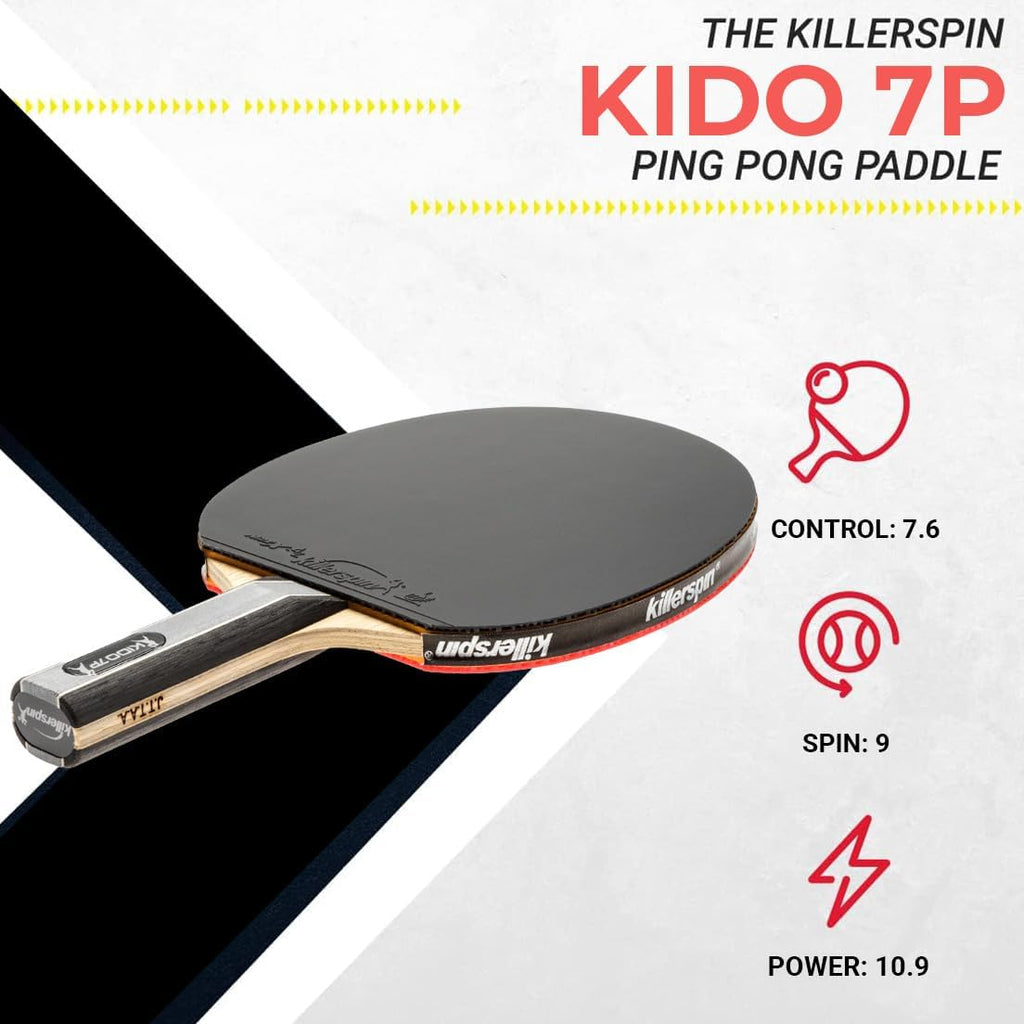 Killerspin KIDO 7P RTG Ping Pong Paddle, Advanced Table Tennis Players, Memory Book Paddle Case, Red/Black