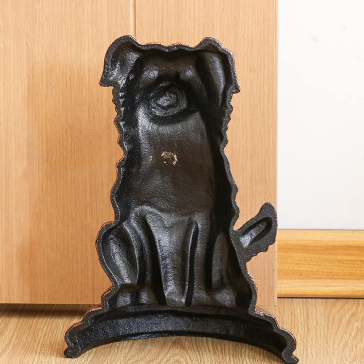 Heavy Duty Cast Iron Dog Door Stopper for Home Office (Black)