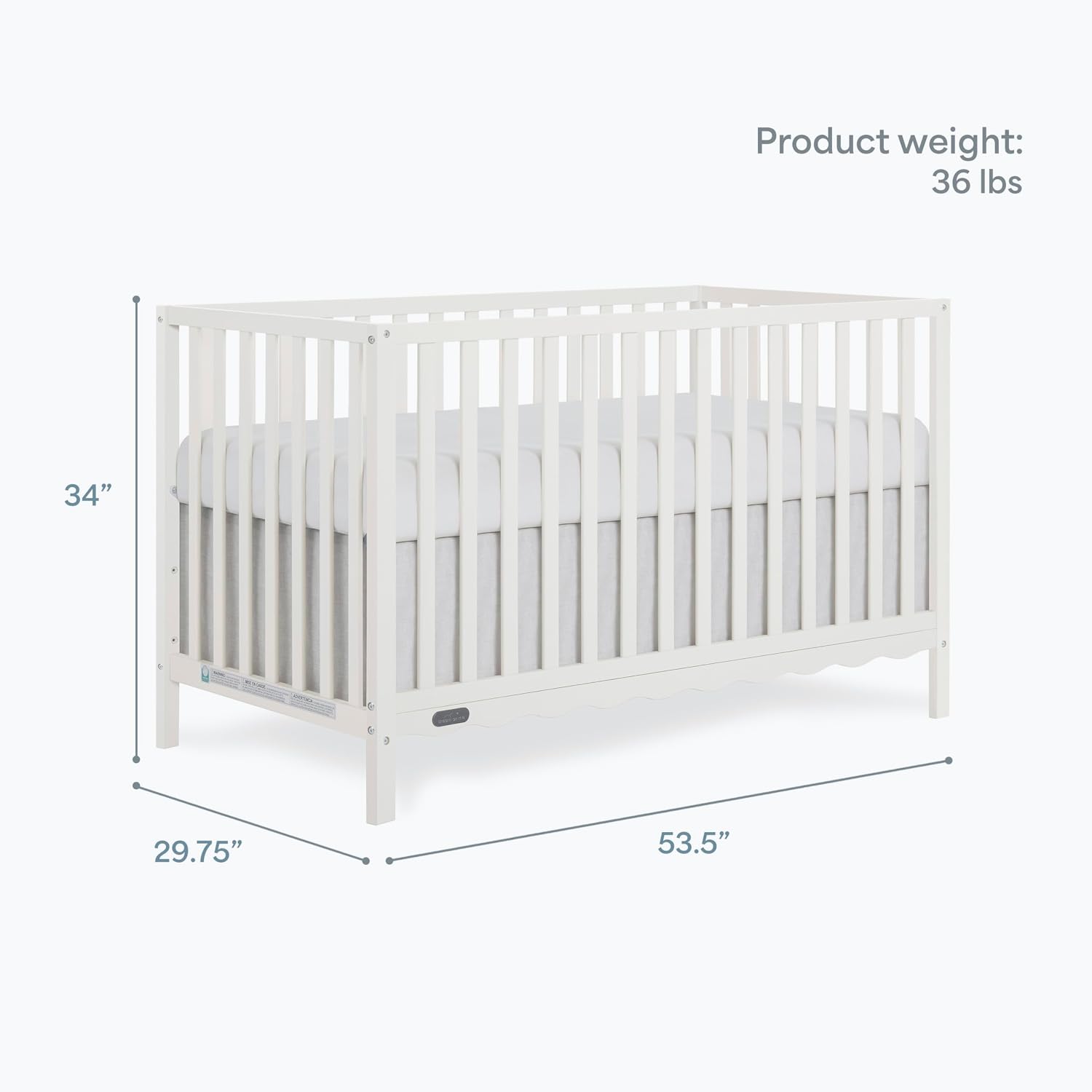 Dream On Me Synergy Wave 5-in-1 Convertible Crib, GREENGUARD Gold, Cannoli Cream