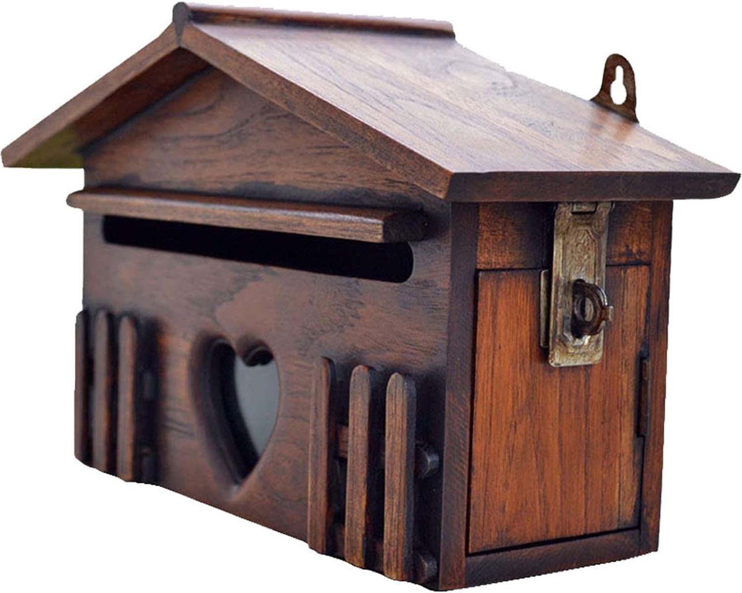 Letter Box,Postbox,Wooden Wall Mount Letterbox, Post Box Mailbox Suggestion Box Vintage Art Country House Outdoor Home Decoration, Secure Letterbox Outside