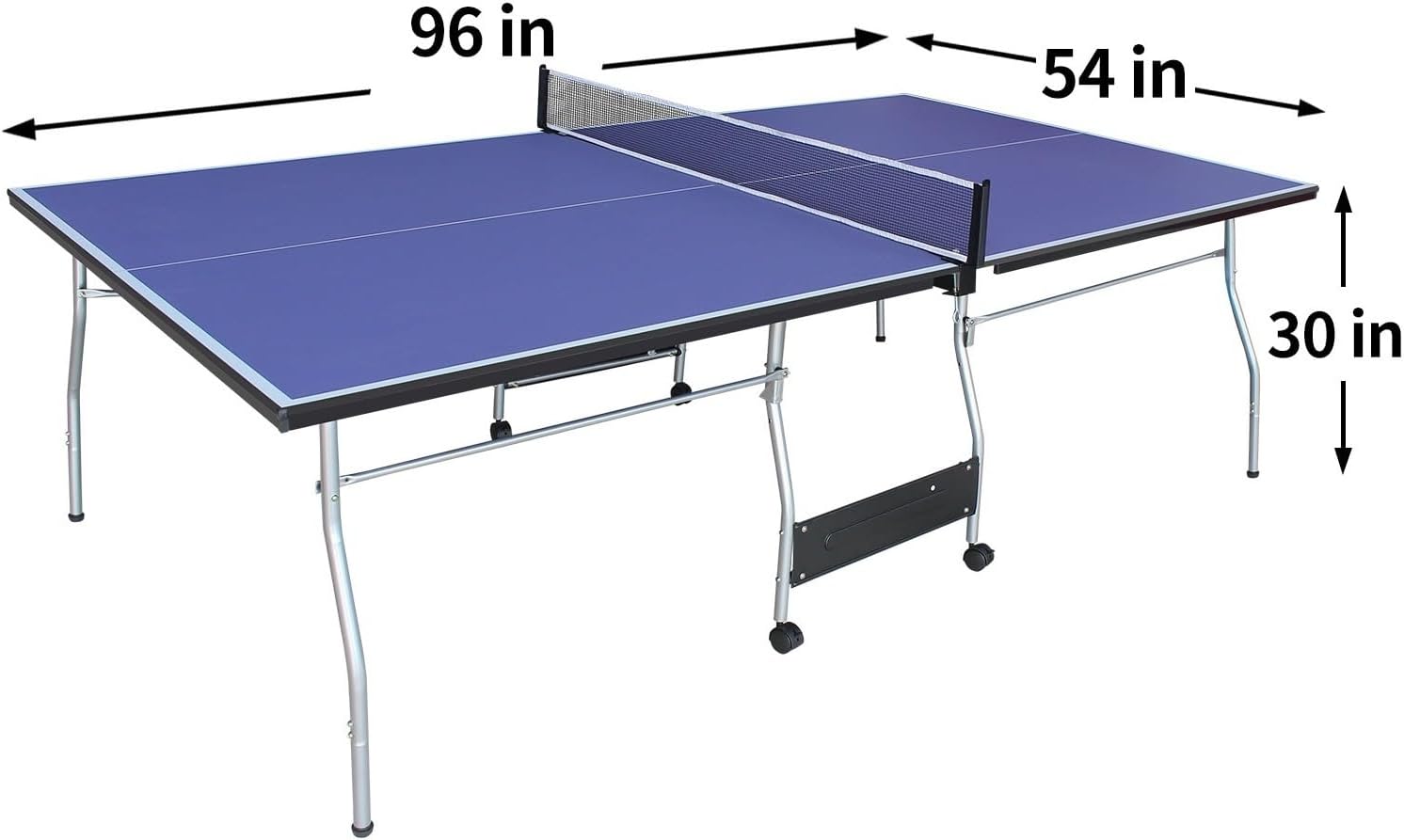 Table Tennis Table, Portable Ping Pong Table Game Set, 8ft Mid-Size Folding Indoor Outdoor Table Tennis Game Set with Net, 2 Table Tennis Paddles and 3 Balls for Adults/Teens