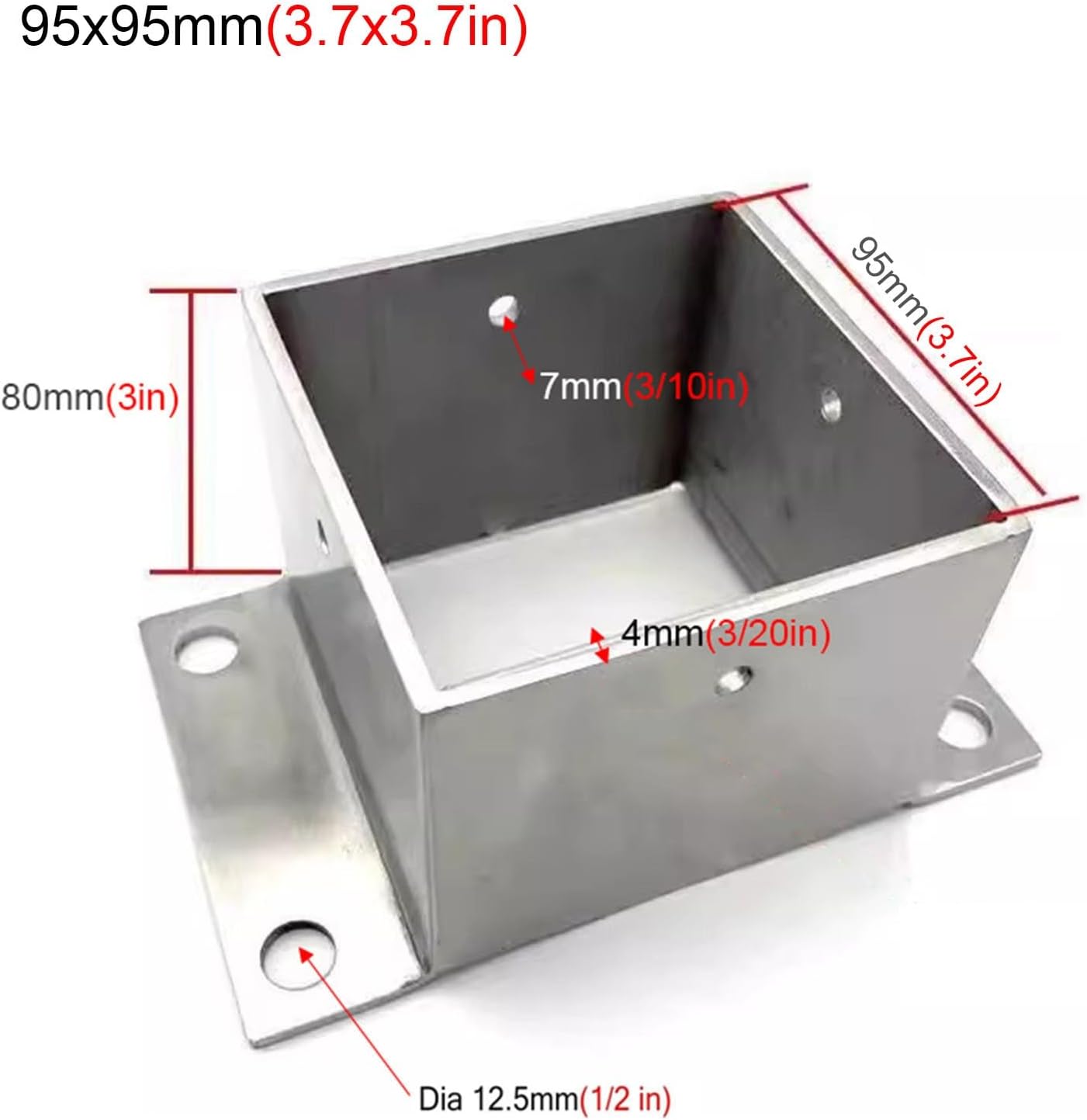Metal Fence Post Bracket - Outdoor Support for Wood Columns and Mailbox Posts(95x95mm)