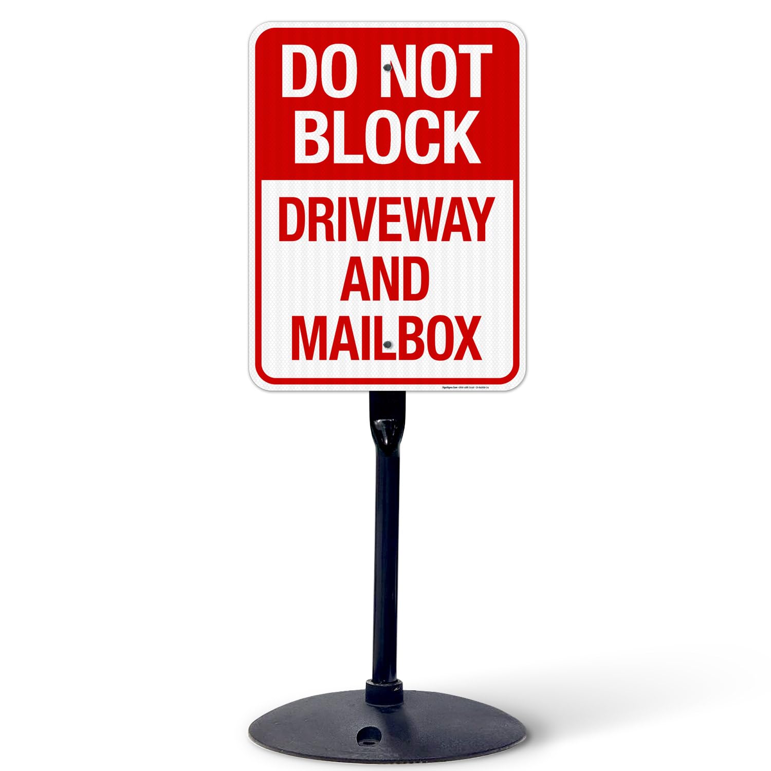 Do Not Block Driveway and Mailbox Sign, 18x24 Inches, 3M EGP Reflective with Post & Cast Iron Base Stand Set Made in USA by Sigo Signs