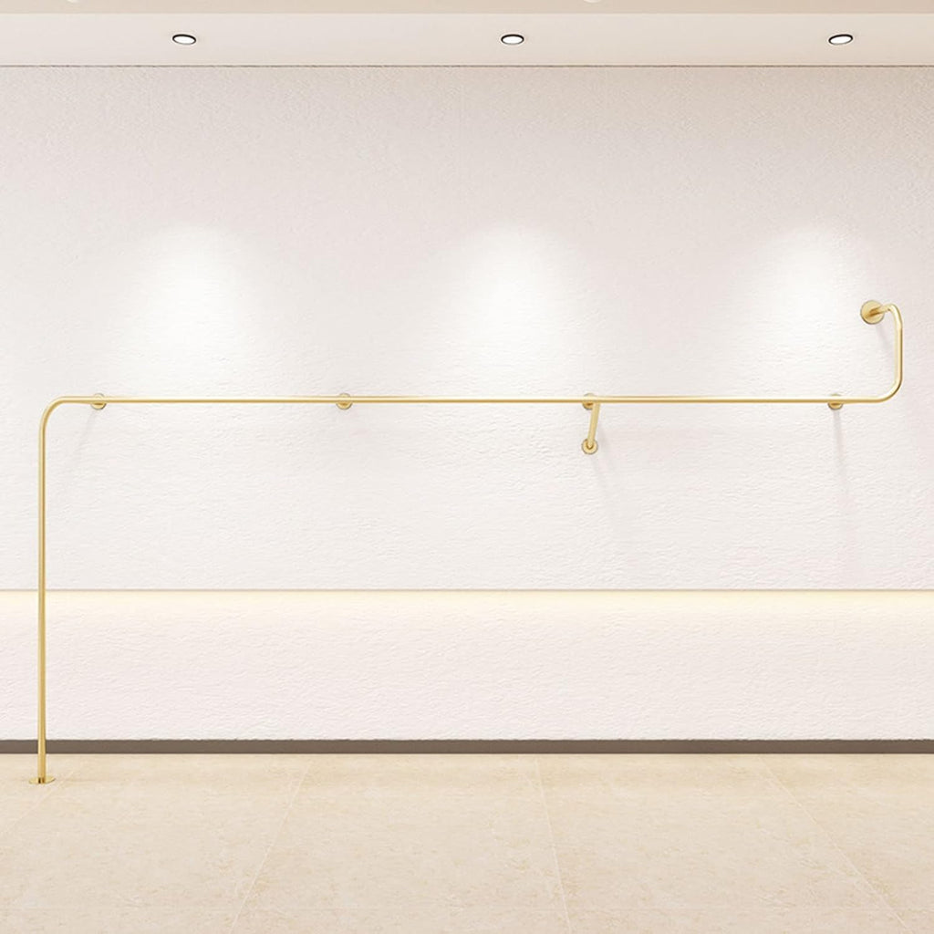 Creative Clothes Display Rack Wall Mounted Storage Clothes Hanging Shelf, Retail Store Garment Rack Organization Clothing Metal Hanging Rod, Heavy Duty Gold(One Color-250CM