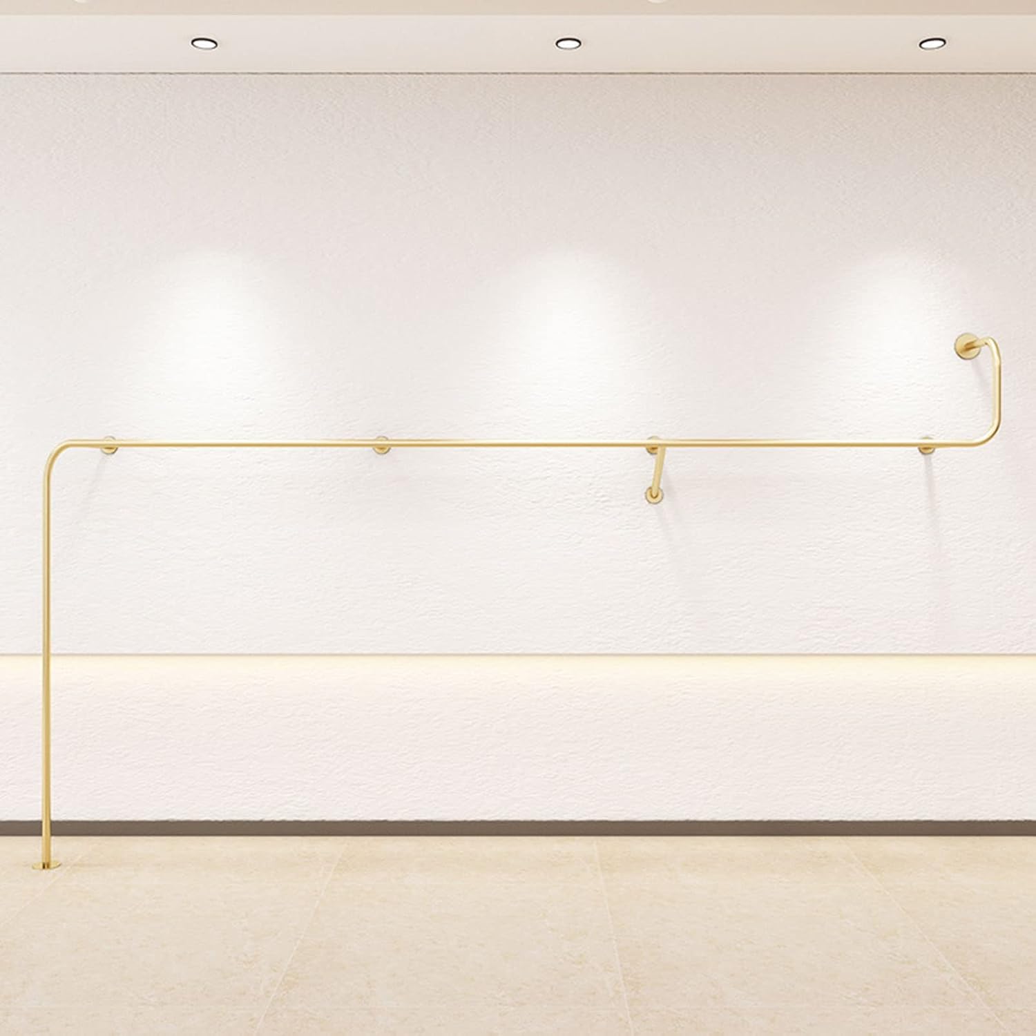 Creative Clothes Display Rack Wall Mounted Storage Clothes Hanging Shelf, Retail Store Garment Rack Organization Clothing Metal Hanging Rod, Heavy Duty Gold(One Color-250CM