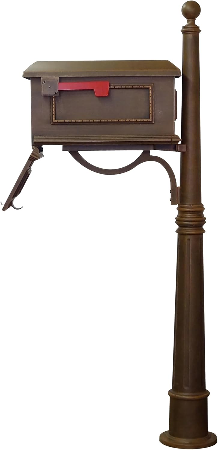 Special Lite Traditional Curbside Mailbox with Ashland Post - Copper Mailbox with Aluminum Post - SCT-1010_SPK-600-CP
