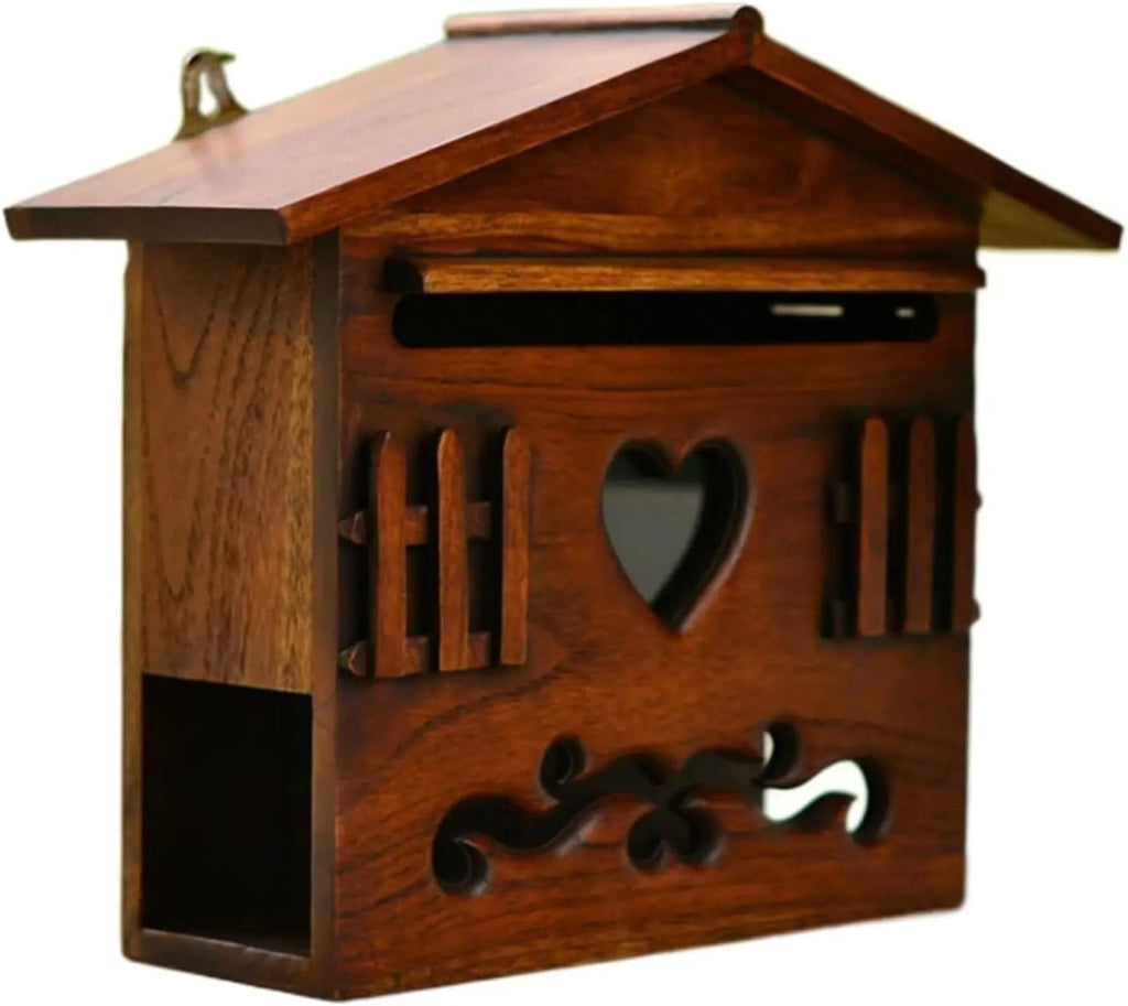 Hanging Locking Security Mailbox Rainproof Holds Documents Bills Letters Keys Home Decor Wooden for Office Mudroom for Home Office