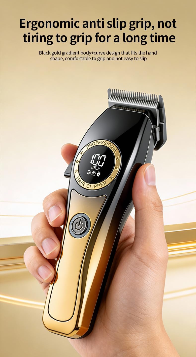 Professional Hair Clippers for Men Barber-Grade Cordless Clipper & Split Trimmer Set with LCD Display & High Speed Motor 7 Limit Combs Cutting Tools for Home Haircuts Fading Beard Trimming