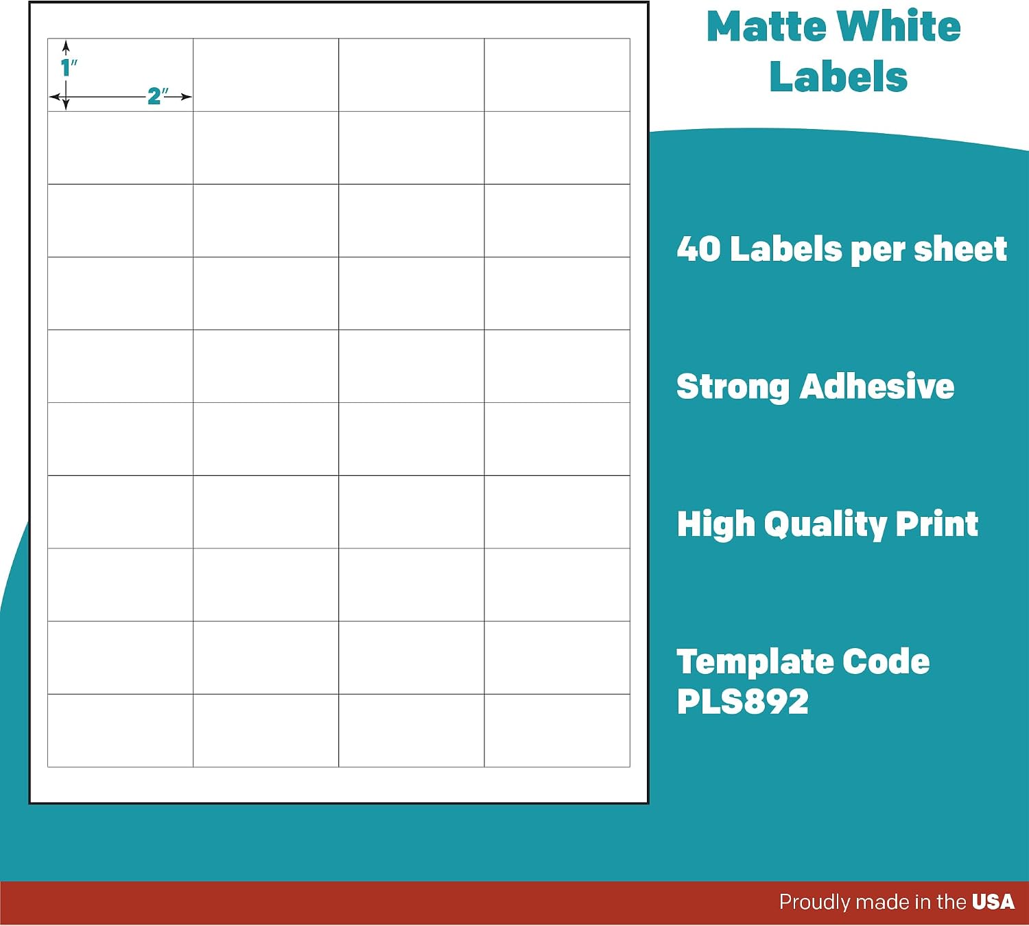 Premium Label Supply White Sticker Barcode Labels – 2' x 1' – Laser/Inkjet Compatible – (40 per Sheet), 1000 Sheets – 40,000 Total Adhesive Labels