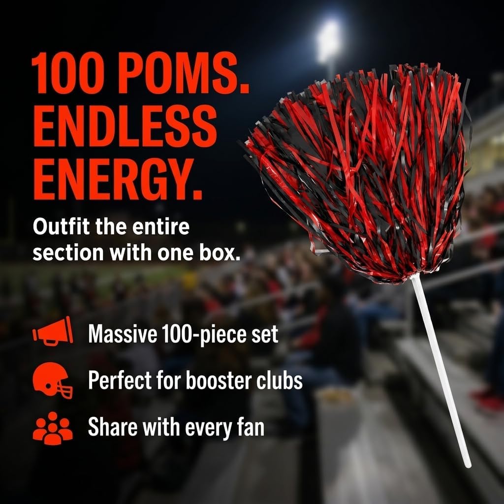 Anderson's Premium Two-Color School Spirit Shakers, Cheerleader Pom Poms, Sports Fan, Football, Basketball, Homecoming, Squad, Team, Party, Dance Club, Performance, Celebrations