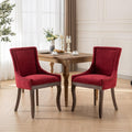 Dining Chairs Set of 2, Thickened Fabric Upholstered Chair with Neutral Solid Wood Legs & Bronze Nailhead Trim, Comfortable Accent Chairs for Dining Room/Kitchen/Living Space(Burgundy + Fabric)