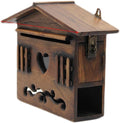 Heart Mailbox Wall Mount Drop Box House Letter Delivery Box Wooden Outdoor Curbside Mailbox Post Office Box Large Capacity(Large)