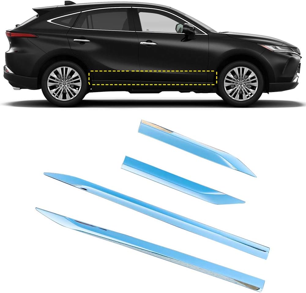 ITrims for Toyota VENZA 2020 2021 Side Door Body Molding Streamer Protector Cover Trim 4PCS ABS Plastic Exterior Car Accessories Decorations Glossy