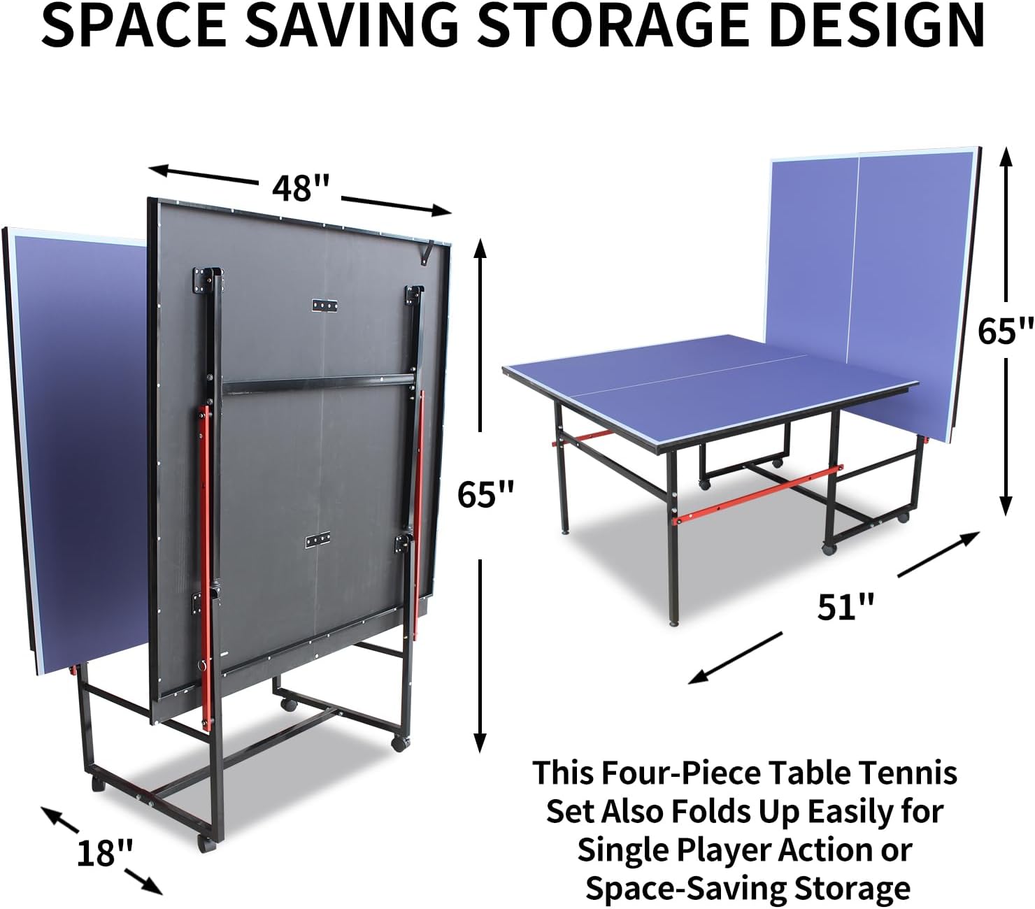 8ft Professional MDF Indoor Table Tennis Table with Quick Clamp Ping Pong Net with Two Rackets and Three Balls