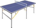 IUNNDS Portable Table Tennis Table 6/8/8.5/9FT Foldable Ping Pong Game Set for Indoor with Net and Post Set, 2 Paddles and 3 Balls