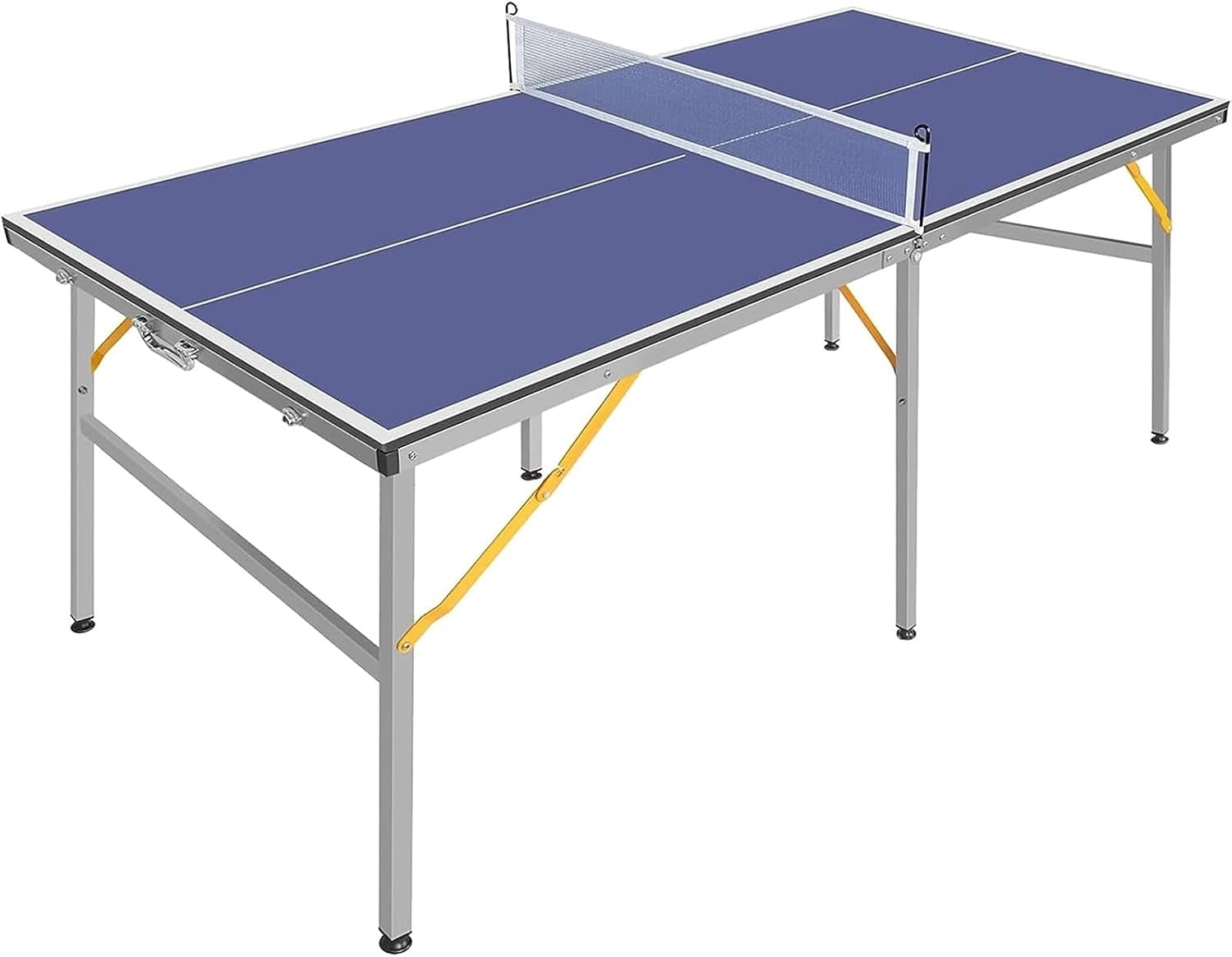 IUNNDS Portable Table Tennis Table 6/8/8.5/9FT Foldable Ping Pong Game Set for Indoor with Net and Post Set, 2 Paddles and 3 Balls