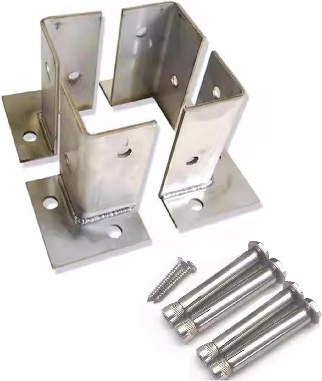 Flexible Post Base Wood to Concrete, Sturdy Stainless Bracket Anchor for Wooden Mailbox/ Patio Fence, Protect Pergola Deck Railing From Lawnmower ( Color : 4 Pcs , Size : 70x70x100 mm(2.7x2.7x4 in) )