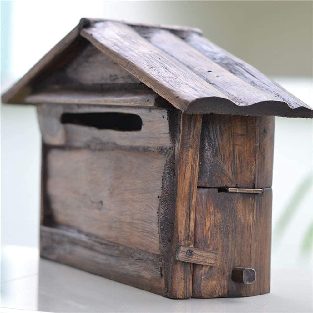 Mail Boxes Wall Mounted Mailbox Parcel Box Solid Wood House Letter Box Villa Outdoor Wooden Retro Post Box Comment Complaint Box Parcel Box Drop Box LSDRALOBBEB 926