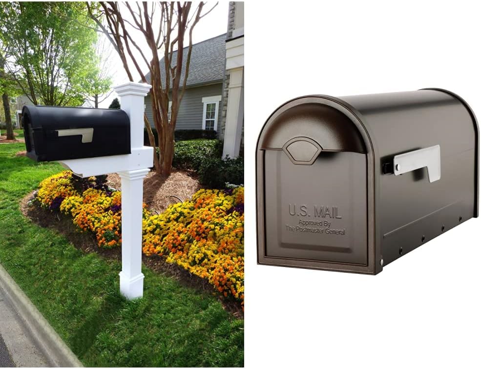 Zippity Outdoor Products ZP19013 Classica Mailbox Post and Architectural Mailboxes 8830RZ-10 Winston Post Mount Mailbox, Rubbed Bronze