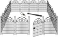 Getlay Tall Garden Animal Barrier Fence With Gate,40 in(H)×27 in(L) 12 Panels Dog Digging Fence Barrier, Black Metal Temporary Fences, Reusable Defense Fencing For Outdoor Yard. Total 26.2 Ft│Patented
