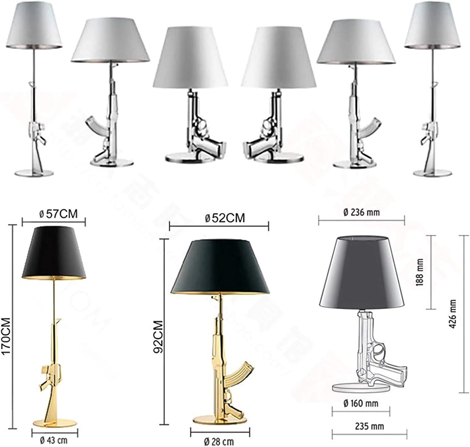 Desk Lamp,Night Light LED Table Lamp,Modern Gold Gun Lights AK47 Luxurious Desk Lamps for Bedroom,Hotel,Living Room,Office and Party Ambience (AK47 Table Lamp)