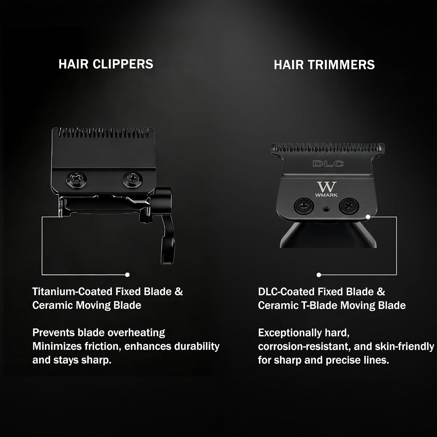 WMARK Hair Clippers for Men Professional Barber Clippers for Hair Cutting Cordless Clippers and Trimmers Set, Stepless Speed Control, Long Battery Life, DLC Titanium Ceramic Fade Blades NG-8634KIT
