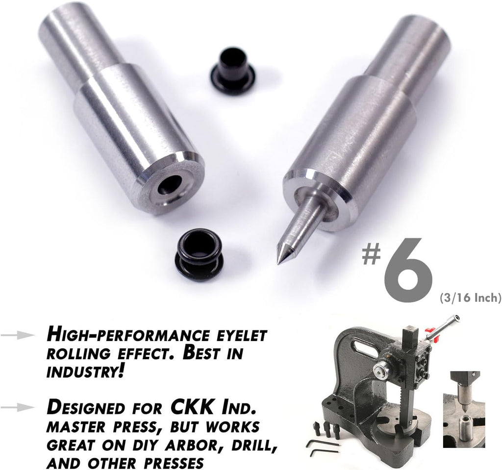 Eyelet Setting Press + #6-9 & #8-9 Eyelet Bundle - (Master Series Press) - (Includes: Arbor Press, 3/16 + 1/4 Eyelet Setting Dies) - (#6-9 & #8-9 Black Coated Eyelets) - for DIY Hobby & C