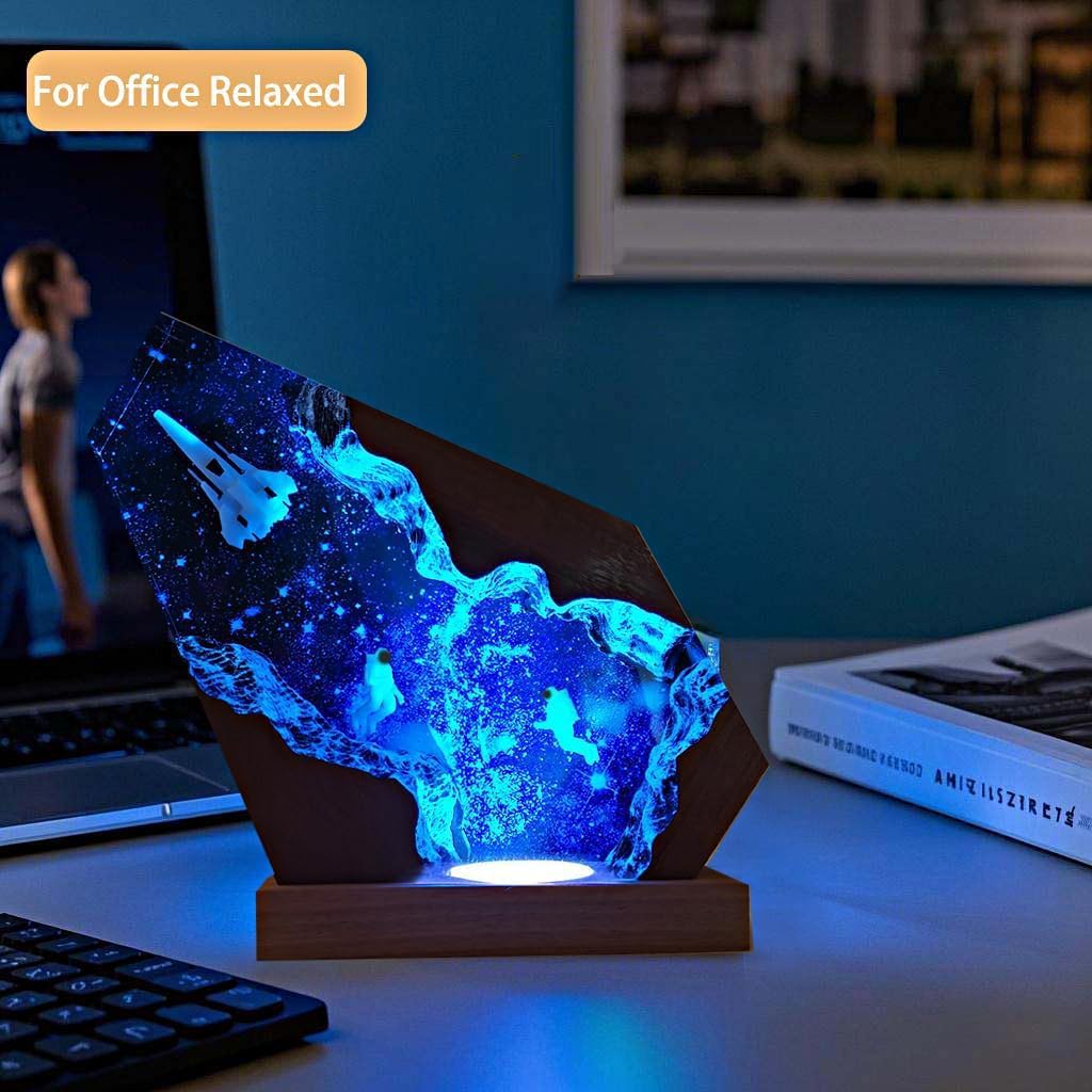 Space Resin Lamp - Handmade Galaxy Resin Night Light with USB Port, Variable Lights, Space Gifts for Adults, Astronaut Enthusiast Collectibles, Unique Birthday Gifts for Him & Her (10'x6')