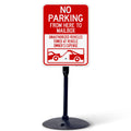 No Parking from Here to Mailbox Unauthorized Vehicles Towed at Sign, 18x24 Inches, 3M EGP Reflective with Post & Cast Iron Base Stand Set Made in USA by Sigo Signs