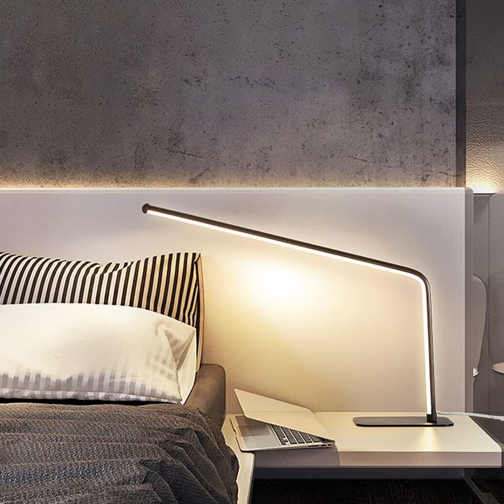 LITFAD Nordic Style LED Table Lamp Modern LED Desk Lamp Reading Light for Study Bedroom Hotel Office - 110V-120V Black Warm Light