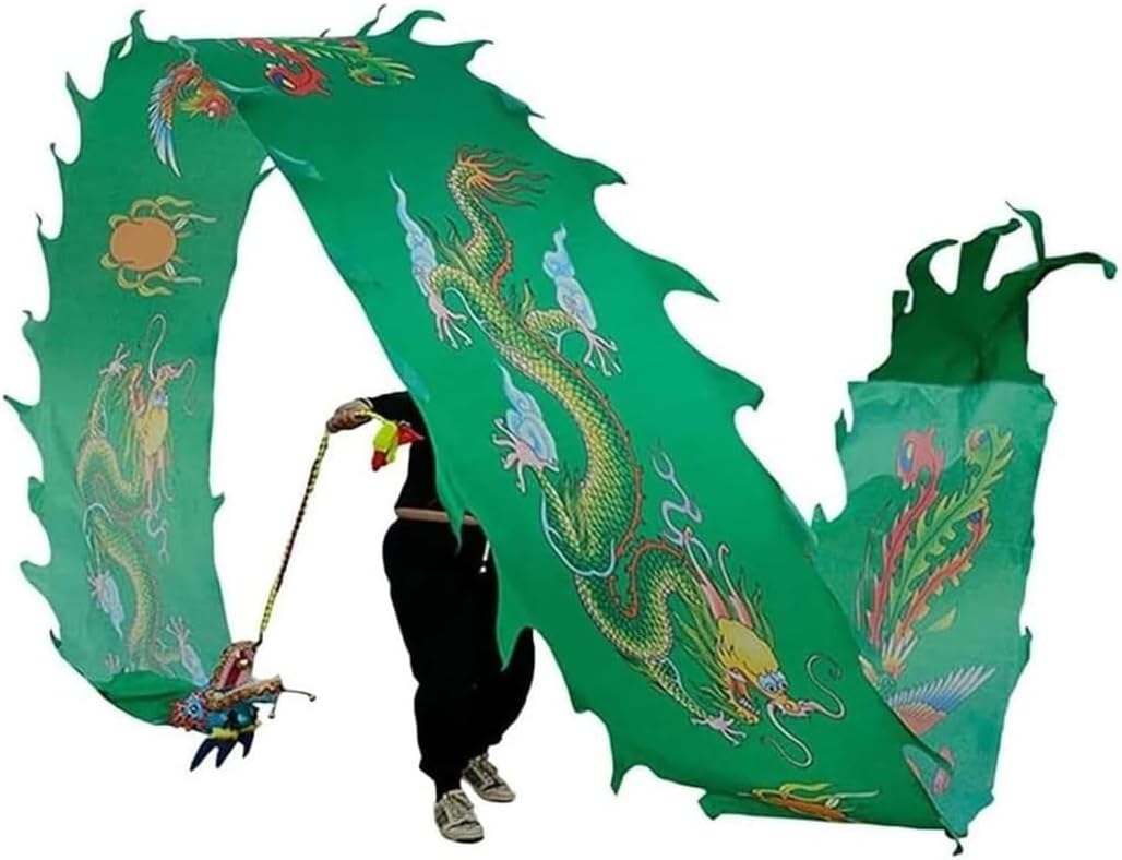 Lion Dance Streamer Silk Dragon Dance with Rope Outdoor Sports Fitness Ribbon Chinese New Year Lion Dragon Dances Costume(B,8m/26ft)