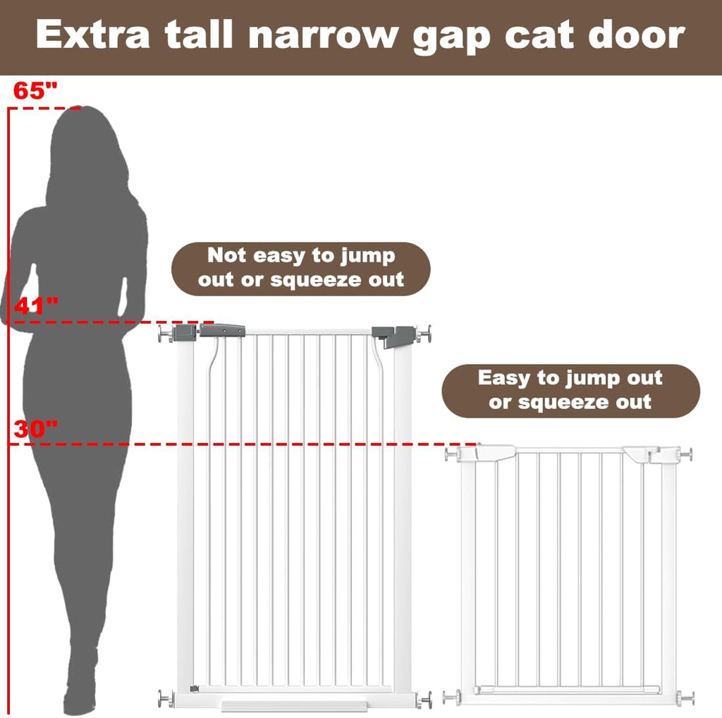 41' Extra Tall Baby Gate for Doorways and Stairs No Drill, Adjustable 54.8-60.2' Auto Close Dog Gate Indoor, Pressure Mounted Walk Through Swing Wide Pet Gate, Tall Cat Gate with Expansion Kit, White
