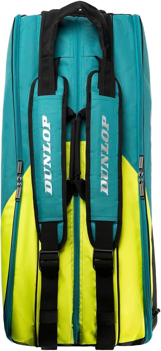 Dunlop Sports SX Performance Tennis Bag, Black/Yellow/Teal - 8-Racket