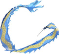 Chinese Dragon Costume Dragon Ribbon Juggling Play Dragon Dance Streamer Dragon Head with Rope Exercise Lion Dance Costume(Blue)