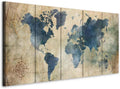 artgeist Acoustic Canvas Wall Art World Map 59x24 in - 5pcs Picture with Acoustic Foam Sound Print Artwork Room Acoustics Soundproofing k-A-0415-b-m