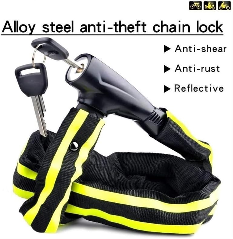 ,Bike Locks Heavy Duty/Bicycle Chain/Cycling Lock,Codes for Bike Cycle, Moto, Door, Gate Fence(Password White) (Key Green)