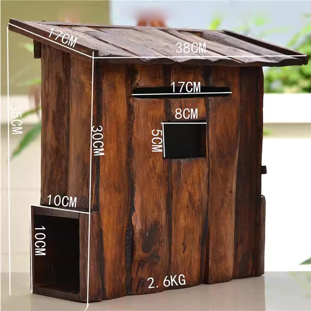 Vertical Wall Mounted Vintage Style Wooden Post Box Large Capacity Home Garden Decoration